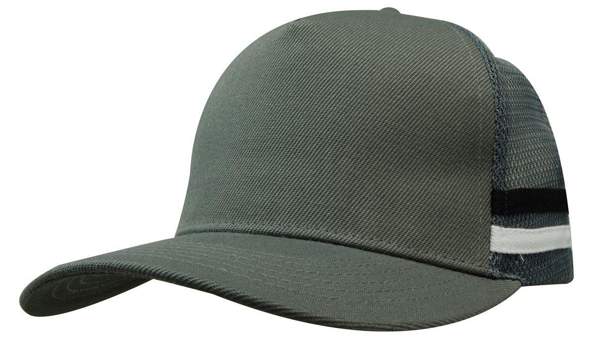 American Premium Twill/Mesh Deep Fit Trucker with Stripes (HWS3995)