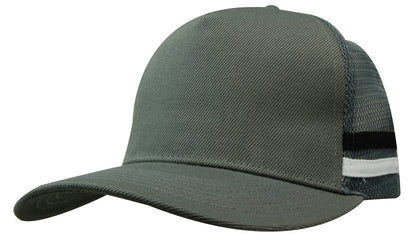 American Premium Twill/Mesh Deep Fit Trucker with Stripes (HWS3995)