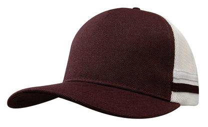 American Premium Twill/Mesh Deep Fit Trucker with Stripes (HWS3995)
