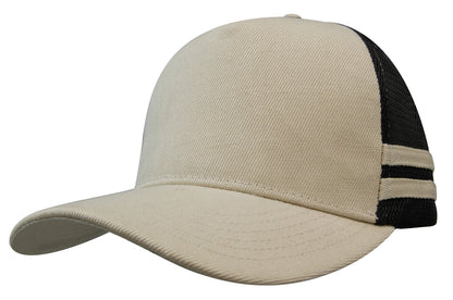 American Premium Twill/Mesh Deep Fit Trucker with Stripes (HWS3995)