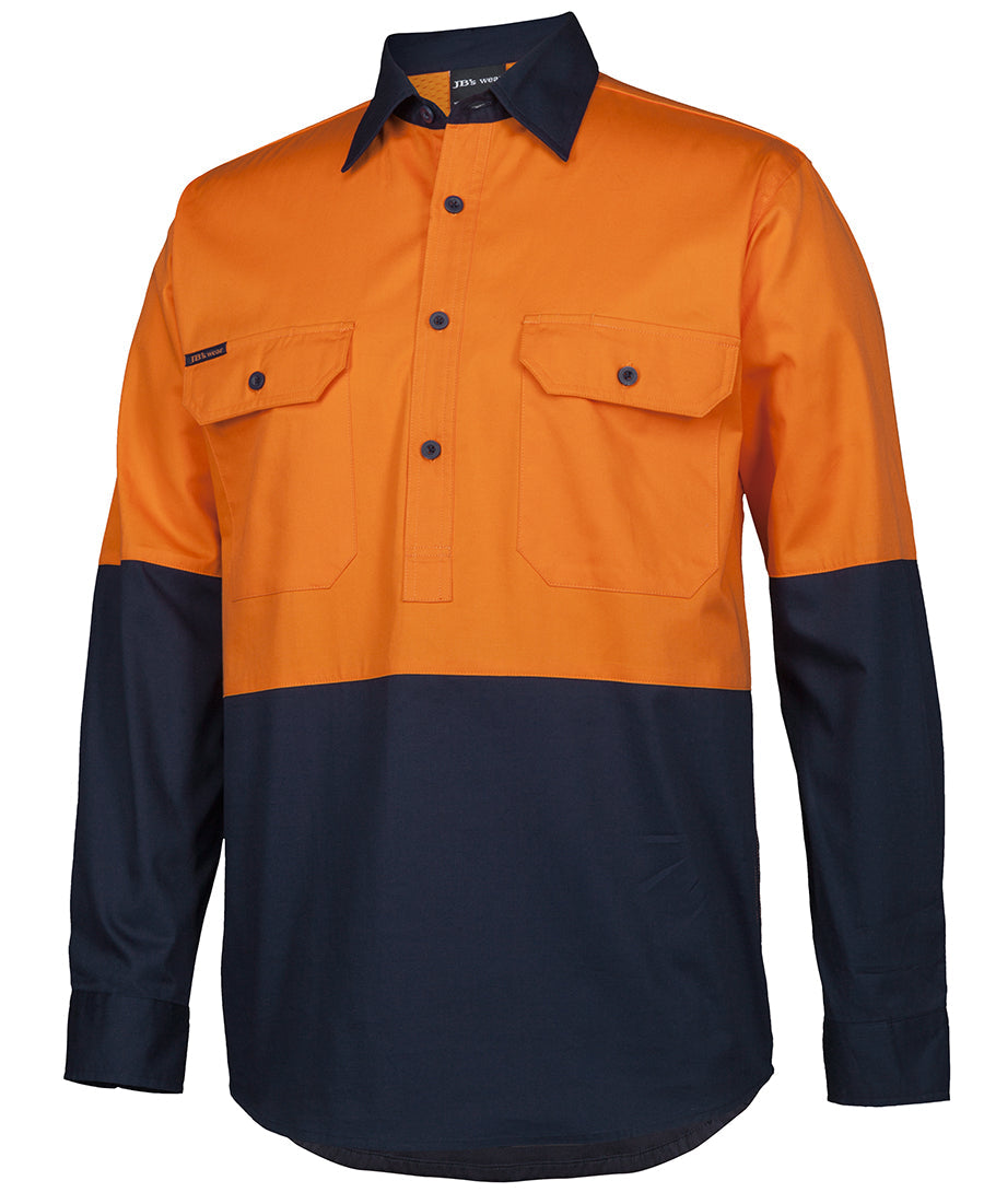 JB's Hi Vis 150G Close Front Work Shirt Long Sleeve (JBS6HVCS)