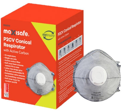 Maxisafe P2 Conical Respirator with Carbon and Valve 10pk (MAXRES515)